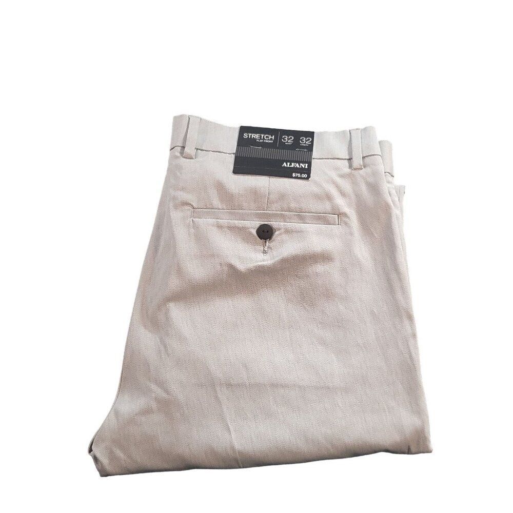 Alfani Dress Pants Men Sz 32 X 32 Flat Front Stretch‎ Heather Gray Preppy